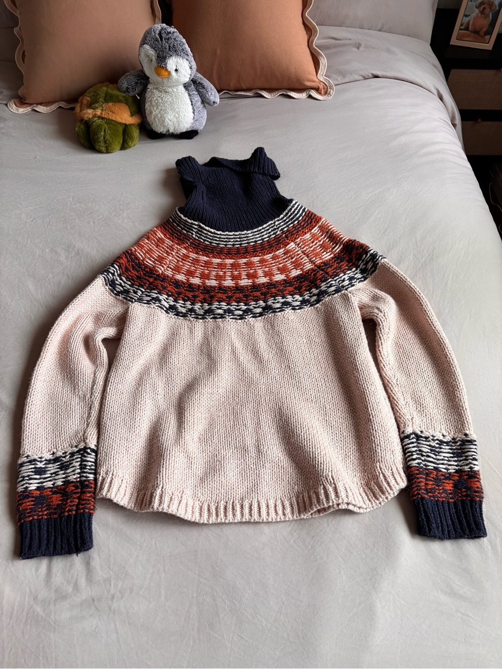 Madewell Cream & Navy Fair Isle Turtleneck Sweater